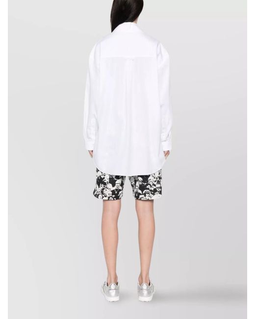 Palm Angels White Cotton Monogram-Embroidered Loose Shirt