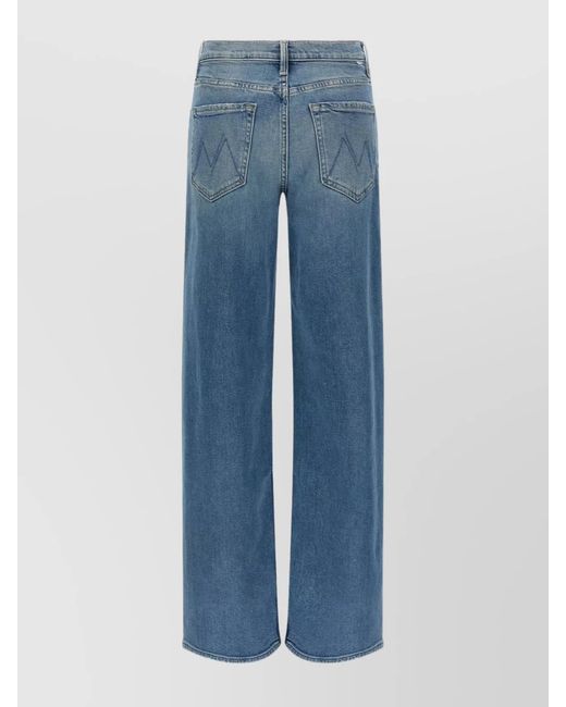 Mother Blue Denim Wide-Leg Jeans