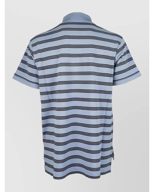 Prada Blue Striped Polo Shirt Short Sleeves Collar for men
