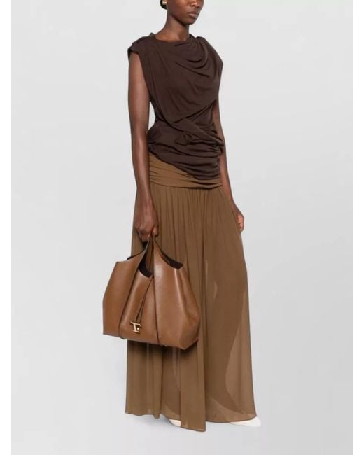 Tod's Brown T Medium Leather Textured Shoulder Tote