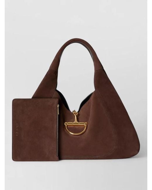 Gucci Brown Softbit Chain Clutch Bag Top Handle