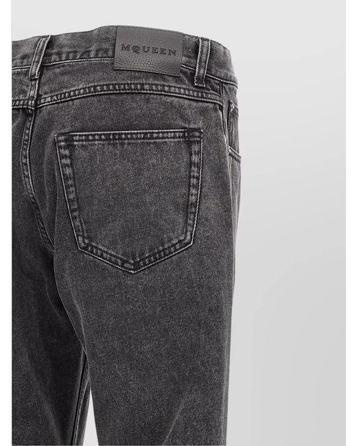 McQueen Gray Denim Straight-Leg Jeans for men