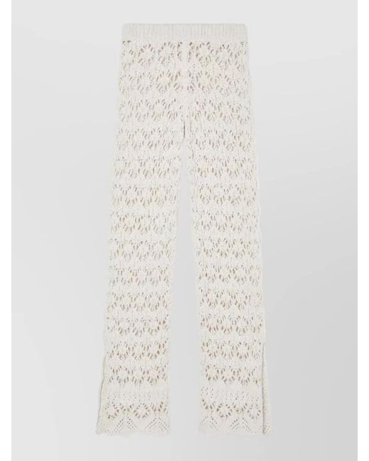 Alanui White Floral-Print Flared Trousers