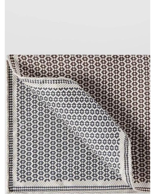 Brunello Cucinelli Gray Geometric Two Tone Pocket Square Scarf for men