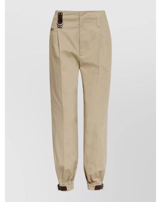 Moschino Natural Tailored Pants Belt Loops Buckle Detail