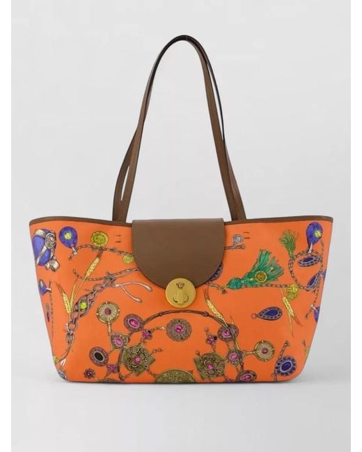 Versace Orange Small Cotton Beach Bag