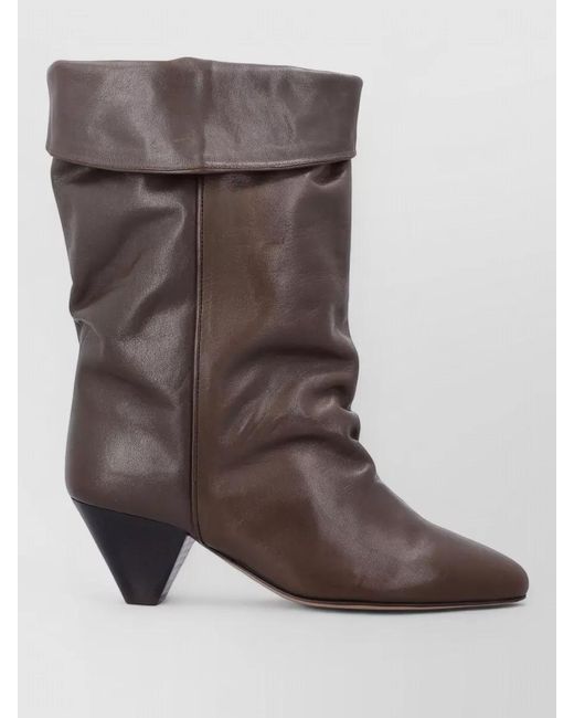 Isabel Marant Brown Low Heel Western Leather Slouch Boots