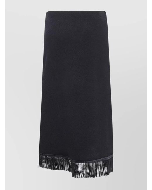 Jil Sander Blue Midi Asymmetric Fringed Skirt