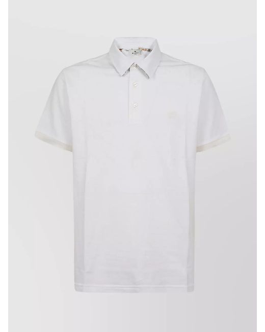 Etro White Cotton Logo Polo Shirt for men