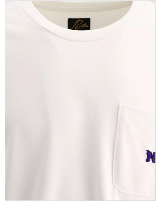 Needles White Polyester Logo T-Shirt for men