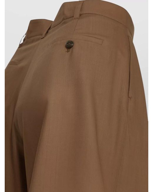 Herno Brown Wool Shorts Pleated Front Belt Loops
