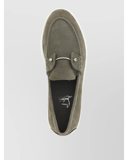 Christian Louboutin Gray Chambeliboat Loafers Round Toe Contrast Sole for men