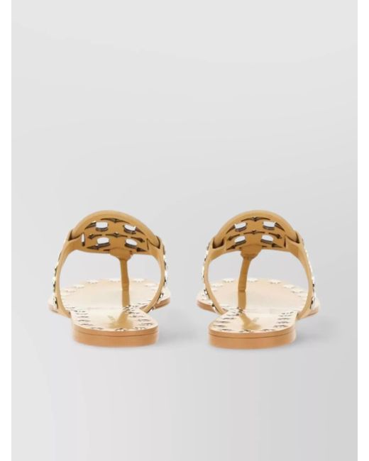 Tory Burch Metallic Studded Leather Flat Sandals