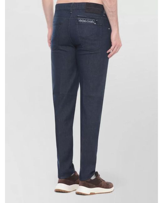 Jacob Cohen Blue Straight Leg Jeans Belt Loops Handkerchief for men