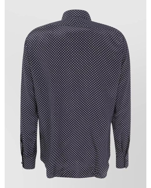 Tom Ford Blue Silk Polka Dot Shirt for men