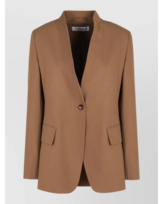 Max Mara Brown Segnale Single Breasted Tailored One Button Jacket