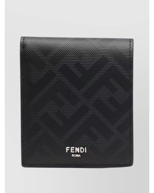 Fendi Black Shadow Leather Bi-Fold Wallet for men