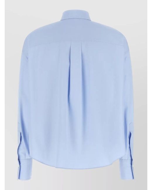 Brunello Cucinelli Blue Monile Trim Cotton Cropped Shirt