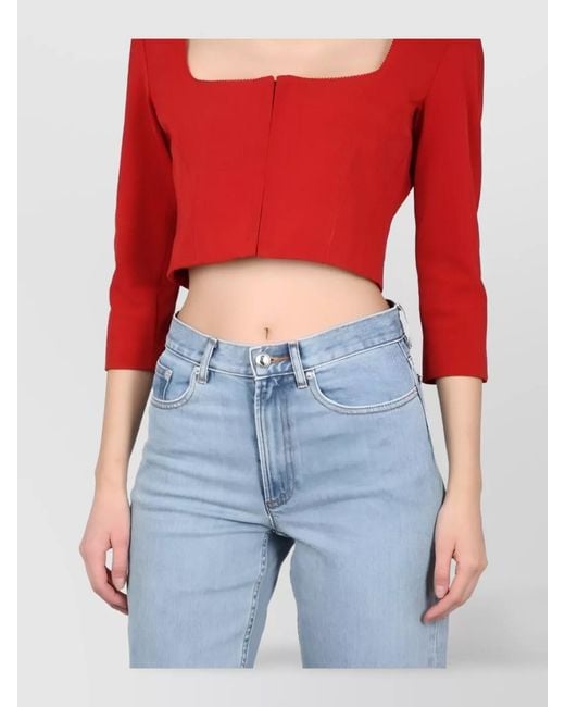 Acne Blue Long Sleeve Square Neck Blouse