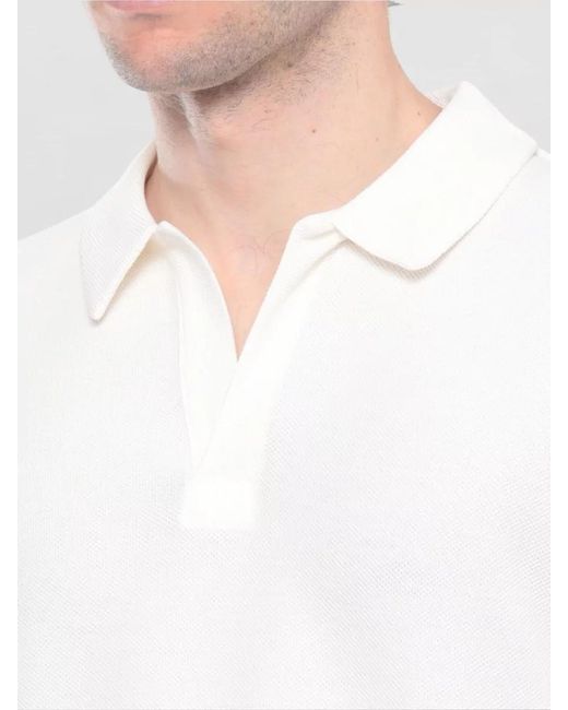 Jacob Cohen White Cotton Silk Blend Short Sleeve Polo for men