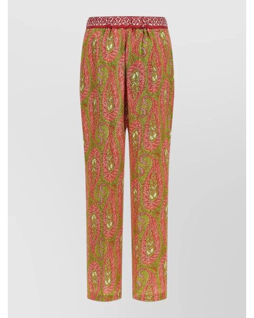 Etro Blue High-Rise Paisley-Print Bootcut Trousers