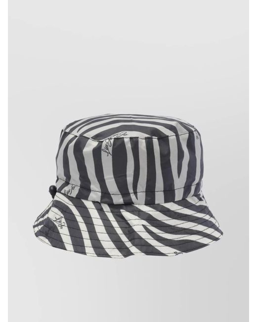 Liu Jo Gray Wide Brim Zebra Pattern Hats