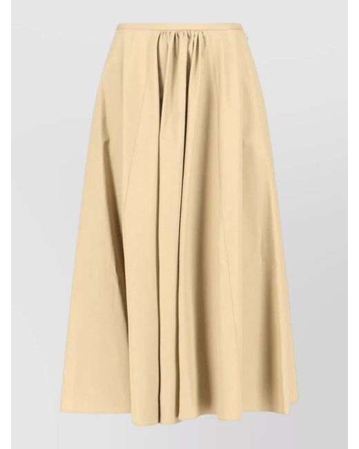 Aspesi Natural High Waist Midi Skirt Pleated Design
