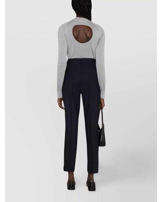 P.A.R.O.S.H. Blue Virgin Wool High-Rise Tailored Trousers