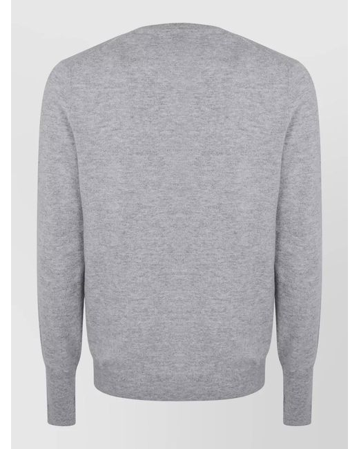 Ballantyne Gray V Neck Sweater Long Sleeves Ribbed Trims for men
