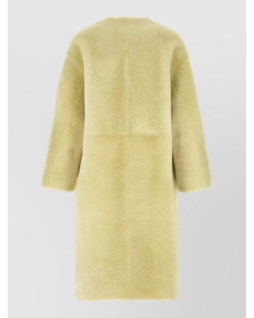 Blancha Yellow Long Sleeve Mid Length Fur Coat