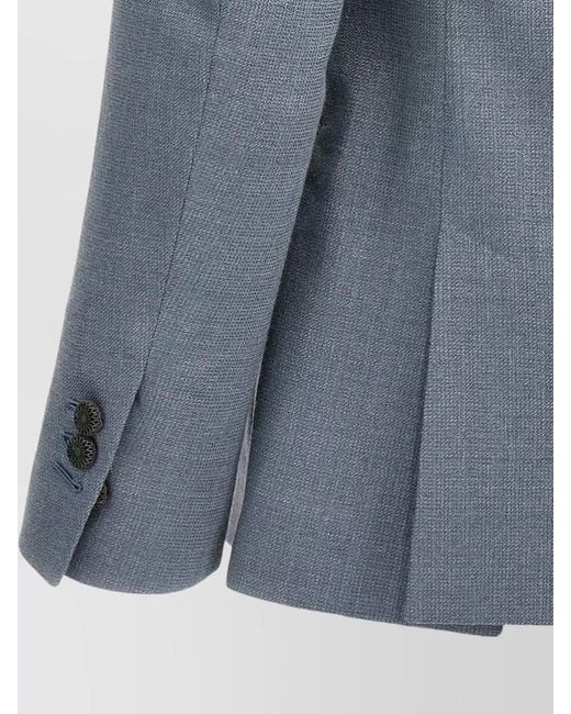 Maurizio Miri Blue Silk Blend Double-Breasted Blazer for men