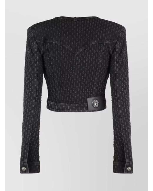 Versace Jeans Couture Black Denim Cropped Jacket