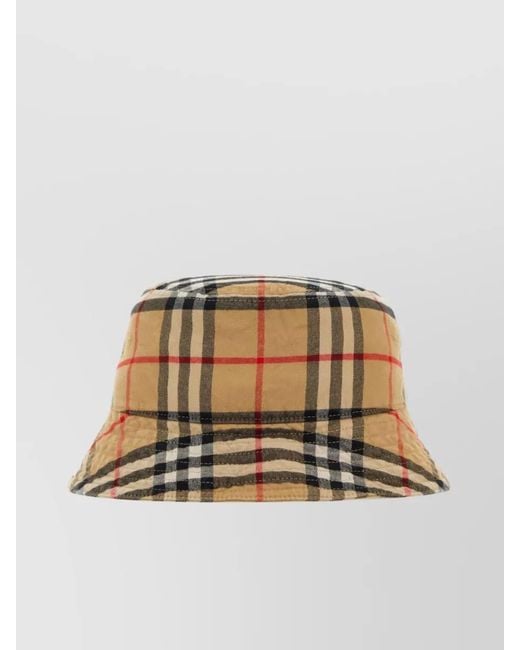 Burberry Natural Cotton Check Bucket Hat for men