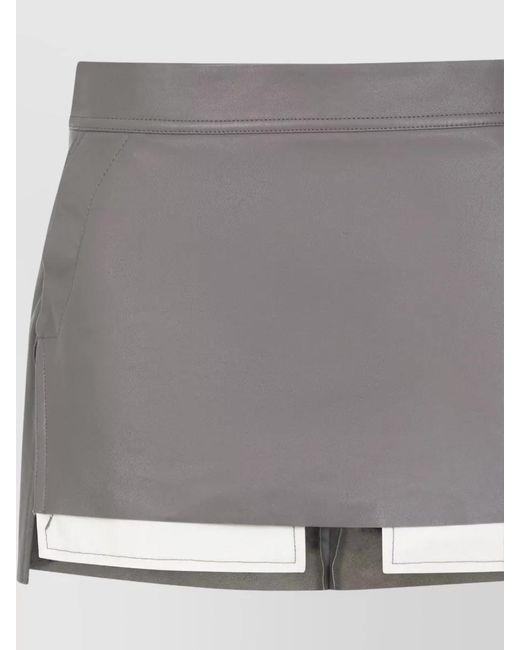 Rick Owens Gray Lamb Leather Asymmetric Mini Skirt