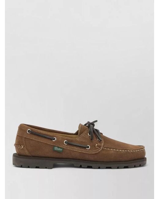 Paraboot Brown Malo Lace Up Loafers Metal Eyelets for men