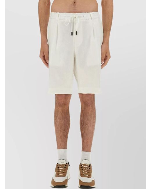 Boss Natural Knee Length Elastic Waistband Shorts With Side And Back Pockets for men