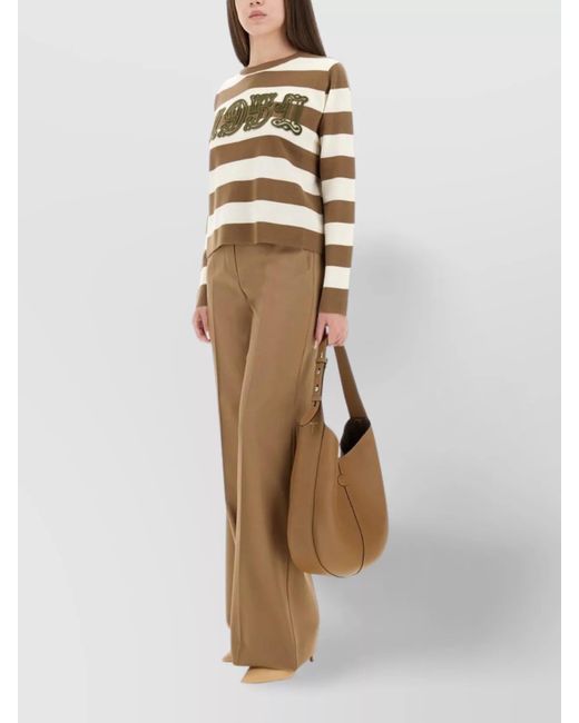 Max Mara Natural Virgin Wool Wide-Leg Trousers