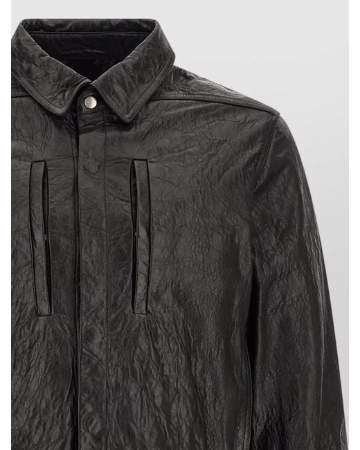 Rick Owens Black Alice Cropped Jacket Textured Long Sleeves Collar for men