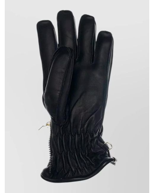 Restelli Black Leather Gloves for men