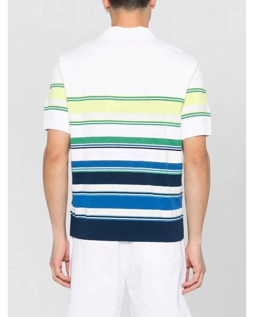 Casablanca Blue Striped Shirt Polo Collar Short Sleeves for men