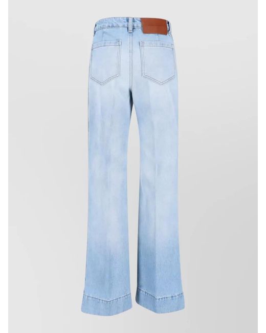 Victoria Beckham Blue Alina Cotton Wide-Leg Jean