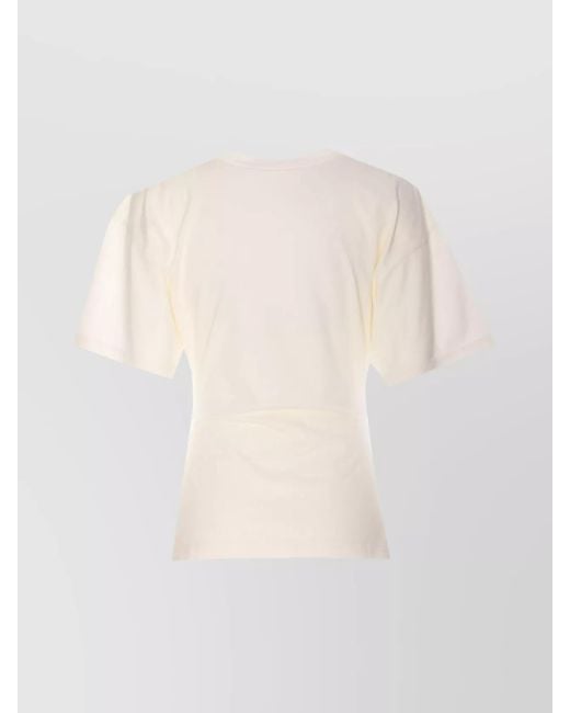 Courreges Natural Cotton Fitted Appliqué T-Shirt