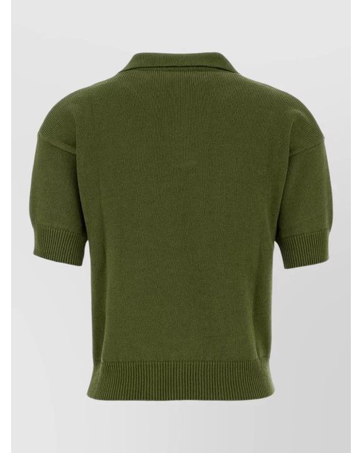 Weekend by Maxmara Green Albero Cotton Polo Shirt Short Sleeves