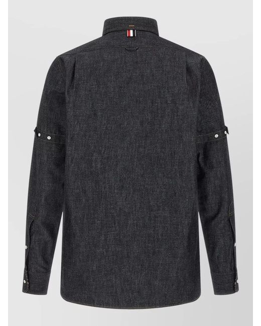 Thom Browne Blue Denim Straight-Fit Shirt for men