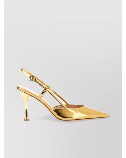 Gianvito Rossi Natural "Ascent" Slingback Pointed Toe Metallic Pumps