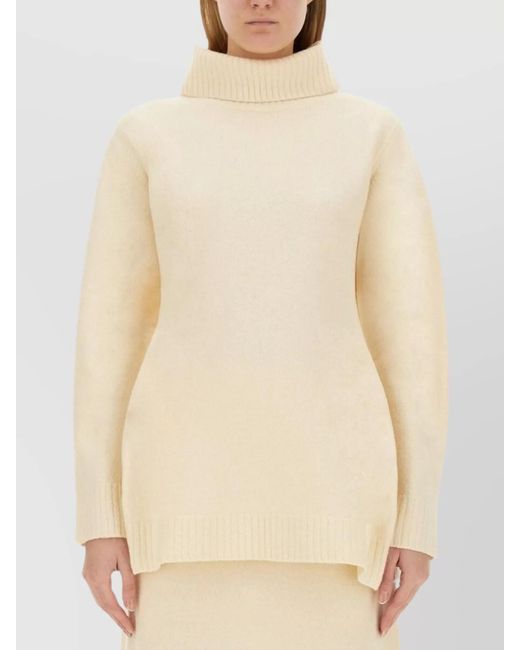 Jil Sander Natural Wool Regular-Fit Turtleneck Knitted Dress