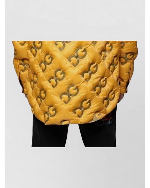 Dolce & Gabbana Yellow Logo-Print Quilted Puffer Jacket for men