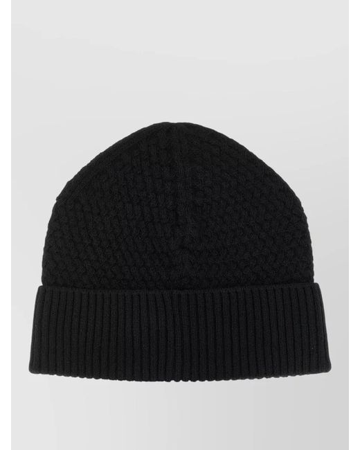 Moncler Black Basket Stitch Wool Cashmere Beanie for men