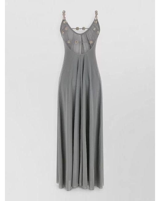 Eres Gray Sculptural Beach Dress Maxi Backless Beads