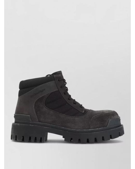 Balenciaga Black Low Ankle Combat Boots Logo Detail for men
